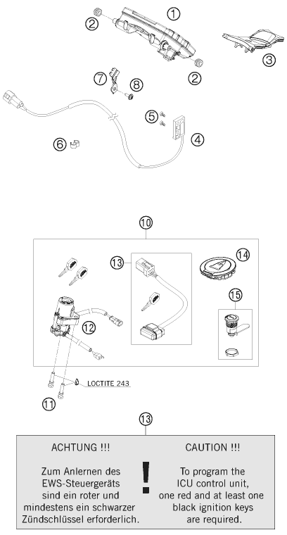 INSTRUMENTS SYSTEME DE VERROUILLAGE POUR 1190 RC 8 R 2009 (EU)