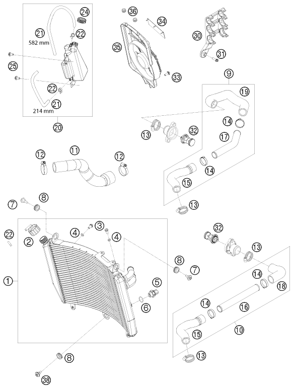 SYSTEME DE REFROIDISSEMENT POUR 1190 RC8R TRACK 2012 EU