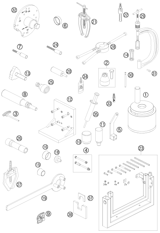 OUTILS SPECIAUX MOTEUR POUR 690 DUKE BLACK 2009 (AU/GB)