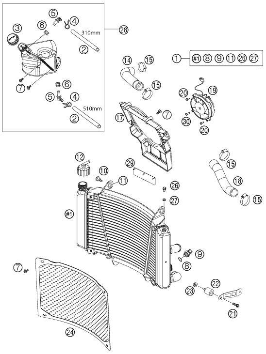 SYSTEME DE REFROIDISSEMENT POUR 690 RALLY FACTORY REPLICA 2009 EU