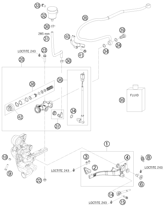 SYSTEME DE FREIN ARRIERE POUR 690 ENDURO 2010 (AU/GB)