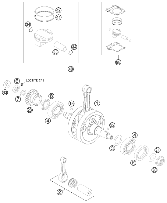 VILEBREQUIN PISTON POUR 250 EXC-F 2010 (EU)