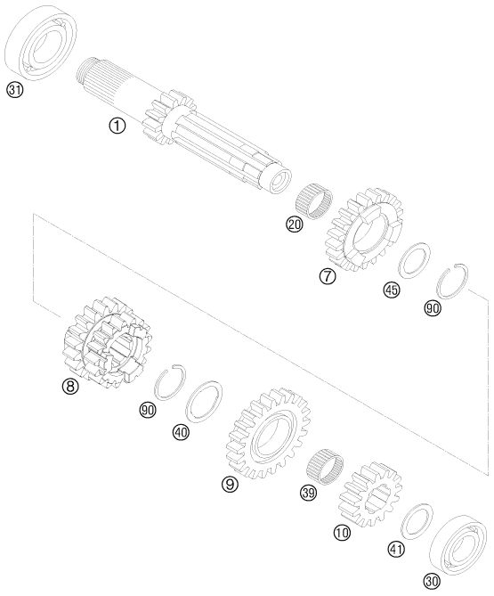 BOITE DE VITESSE I ARBRE PRIMAIRE POUR 250 SX-F 2009 (EU)