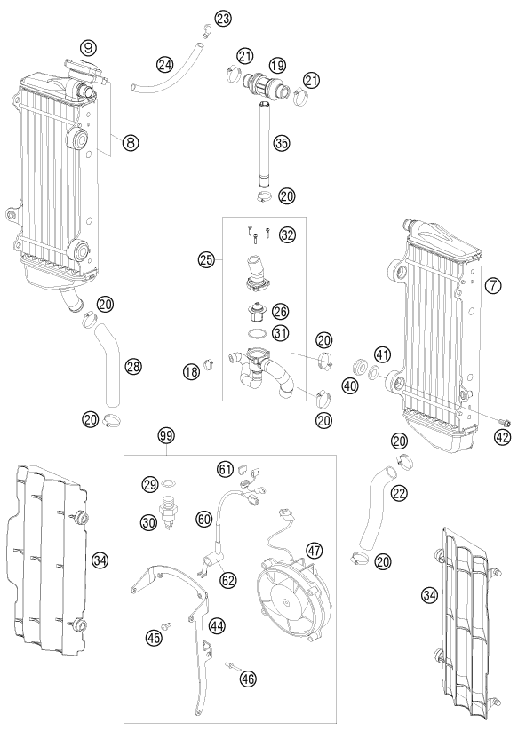 SYSTEME DE REFROIDISSEMENT POUR 250 EXC F 2009 EU