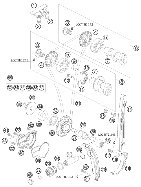 COMMANDE DE DISTRIBUTION POUR 250 EXC-F 2012 (EU)