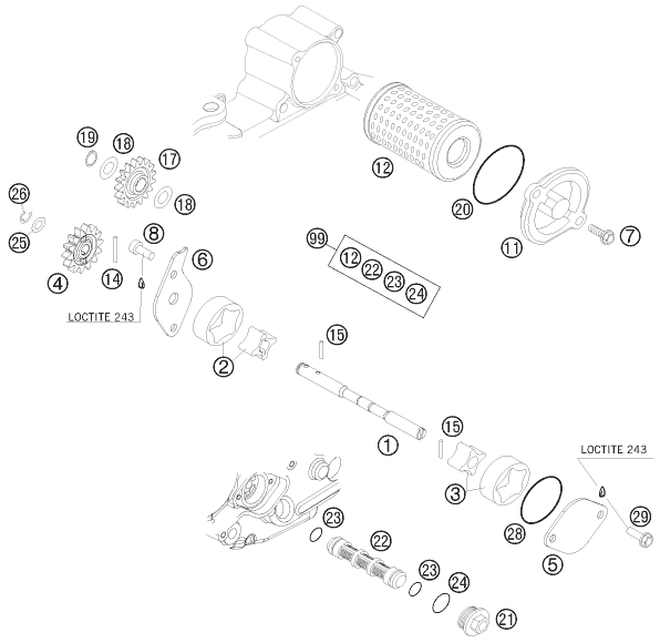 SYSTEME DE LUBRIFICATION POUR 250 SX F 2009 EU