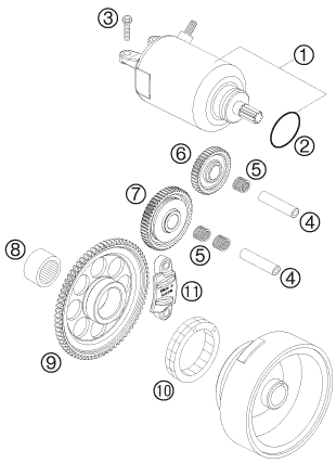 DEMARREUR ELECTRIQUE POUR 250 EXC-F 2009 (EU)