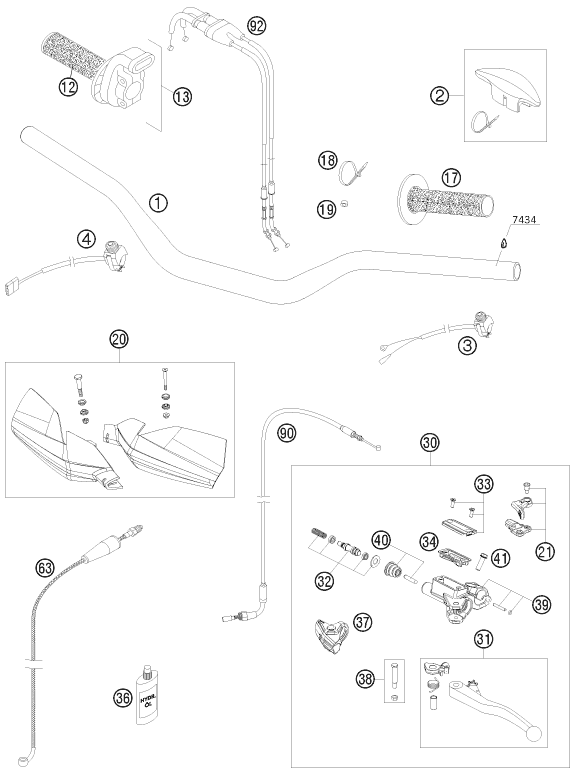 GUIDON ARMATURES POUR 450 SX-F 2009 (EU)