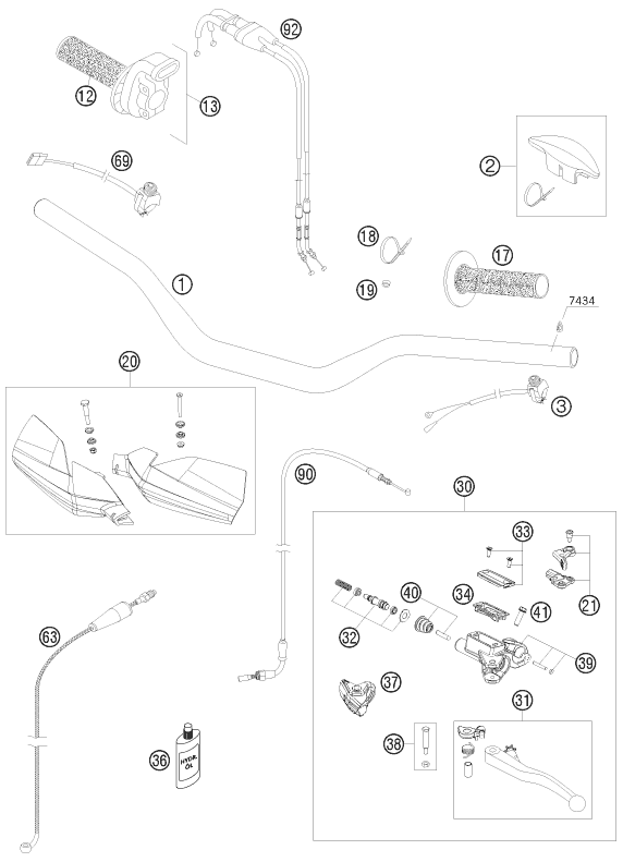 GUIDON ARMATURES POUR 505 XC-F 2009 (EU)