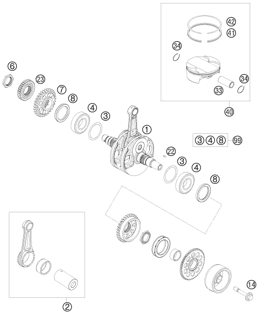 VILEBREQUIN PISTON POUR 505 XC-F 2009 (EU)