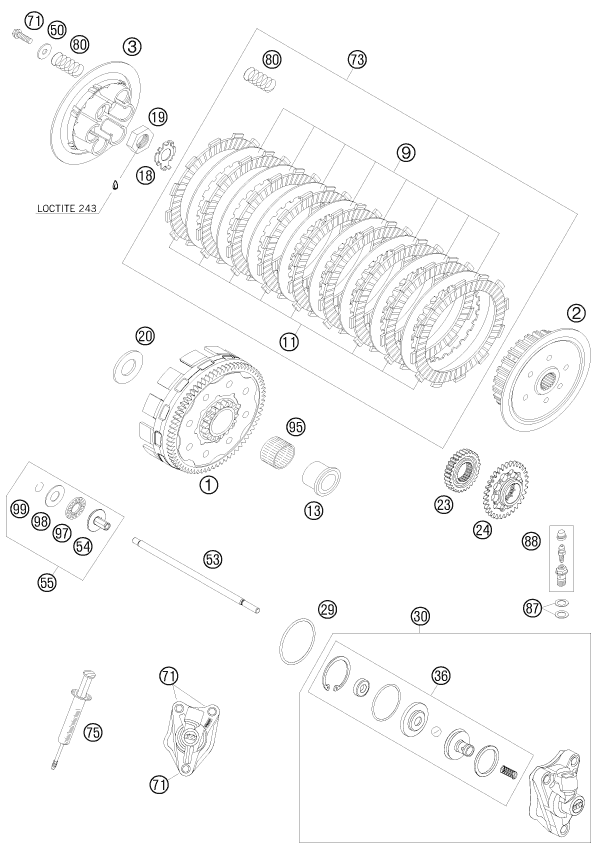 EMBRAYAGE POUR 450 SX-F 2009 (EU)