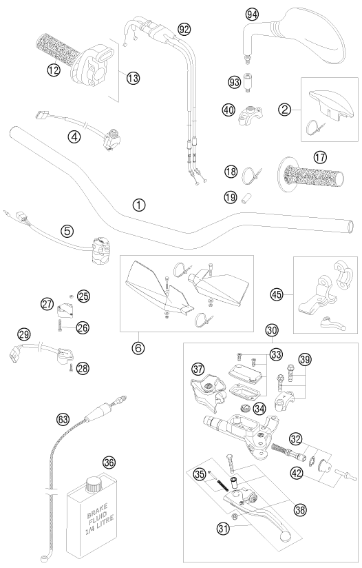 GUIDON ARMATURES POUR 250 EXC F SIX DAYS 2009 EU