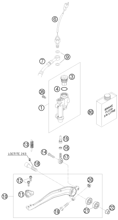 SYSTEME DE FREIN ARRIERE POUR 125 EXC SIX-DAYS 2009 (EU)