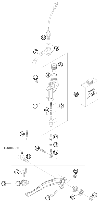 SYSTEME DE FREIN ARRIERE POUR 400 EXC 2011 EU