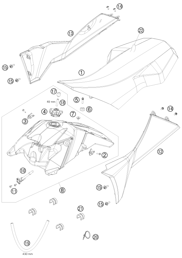 RESERVOIR SELLE POUR 450 XC ATV 2009 (EU)