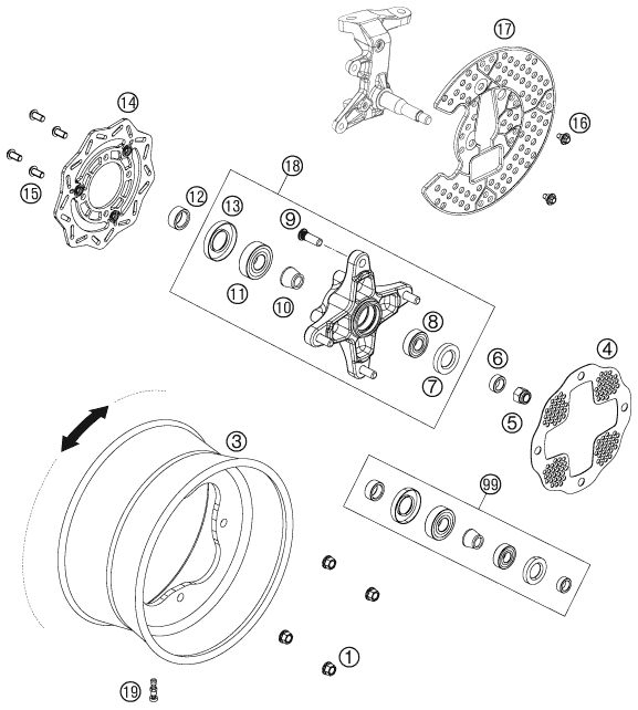 ROUE AVANT POUR 450 SX ATV 2009 (EU)