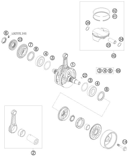 VILEBREQUIN PISTON POUR 505 SX ATV 2009 (EU)