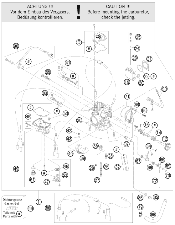 CARBURATEUR POUR 505 SX ATV 2012 EU