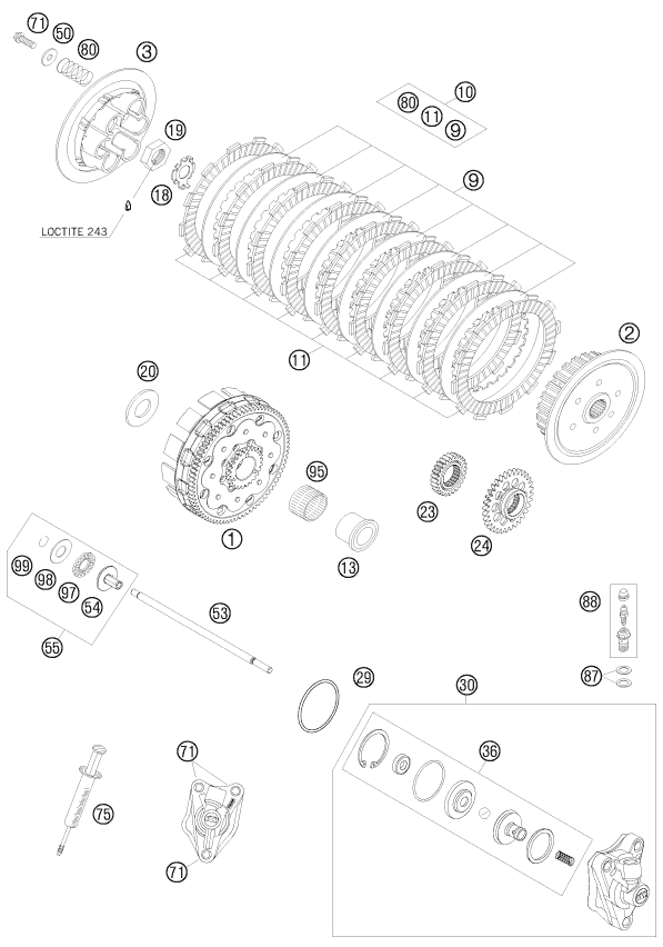 EMBRAYAGE POUR 450 SX ATV 2010 EU