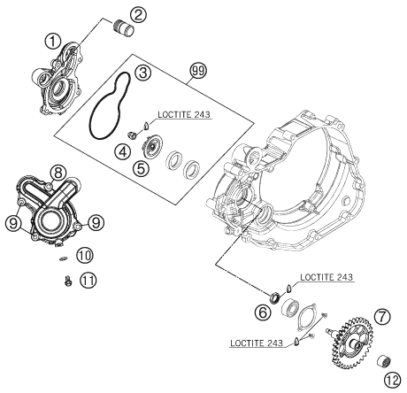 POMPE A EAU POUR 450 SX ATV 2009 (EU)