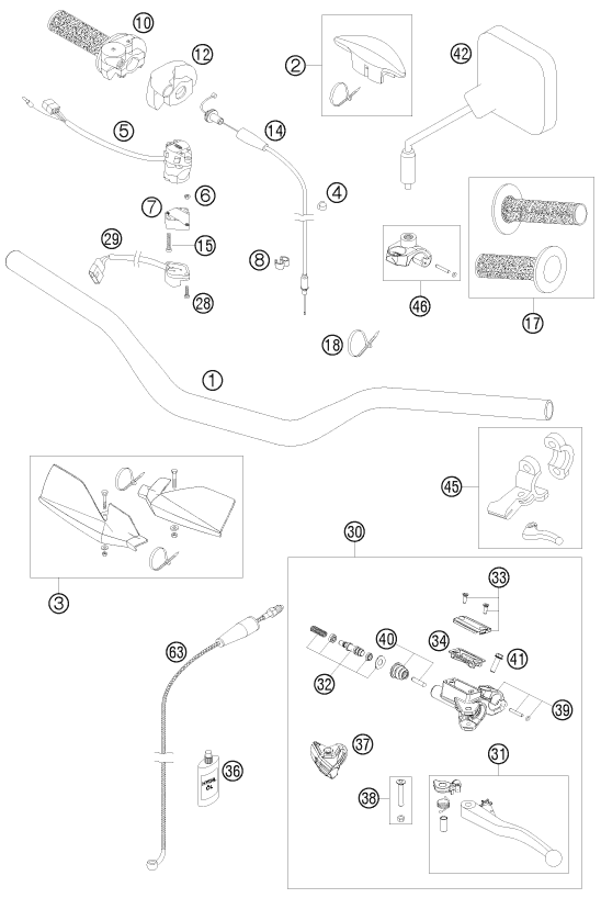 GUIDON ARMATURES POUR 125 EXC SIX-DAYS 2010 (EU)