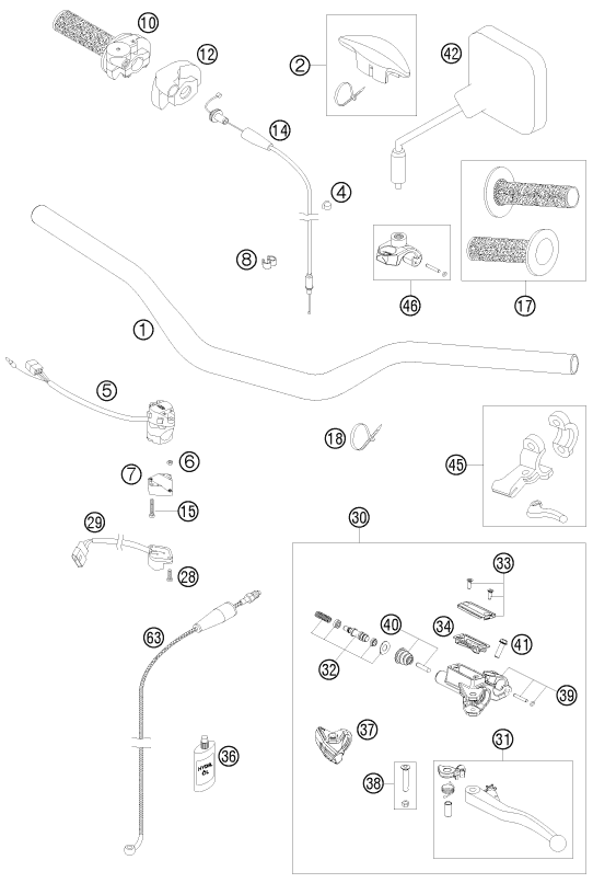GUIDON ARMATURES POUR 125 EXC 2010 EU
