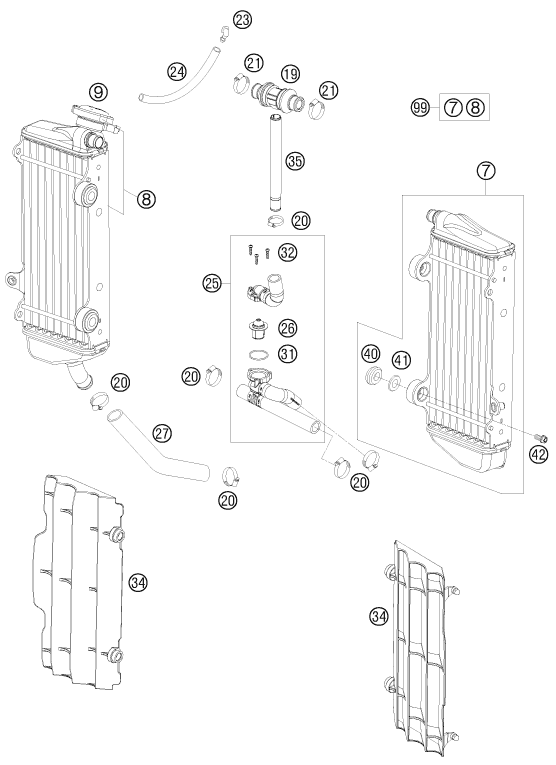 SYSTEME DE REFROIDISSEMENT POUR 125 EXC 2010 (EU)