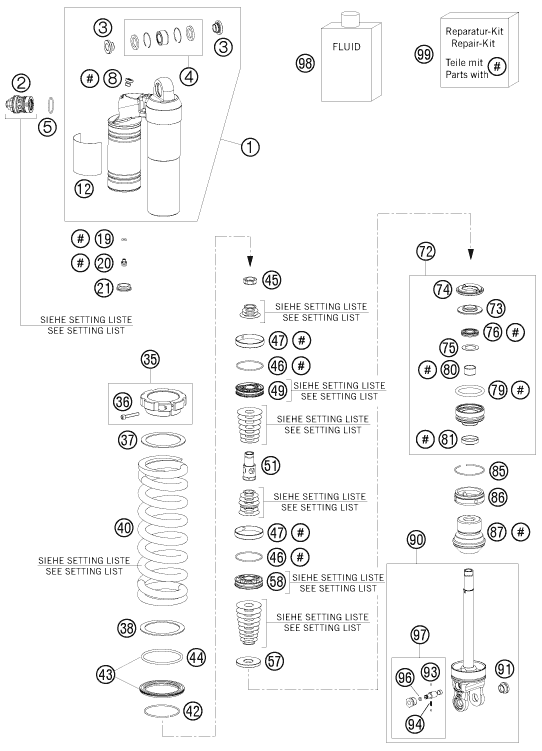 ARMORTISSEUR POUR 125 SX 2010 (EU)