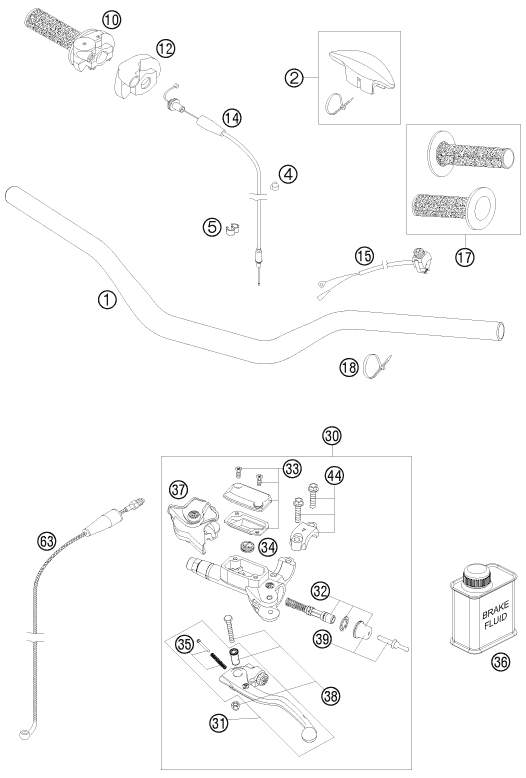 GUIDON ARMATURES POUR 250 SX 2010 EU