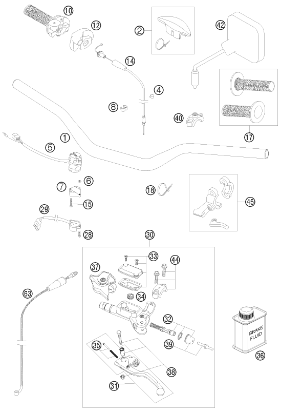 GUIDON ARMATURES POUR 250 EXC 2010 (EU)