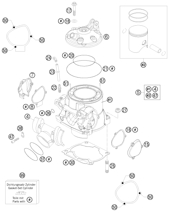 CYLINDRE CULASSE POUR 300 EXC FACTORY EDITION 2015 EU