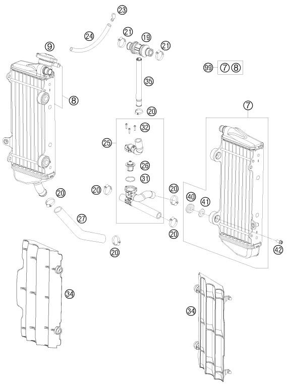 SYSTEME DE REFROIDISSEMENT POUR 250 EXC E STARTER 2010 EU