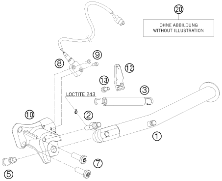 BEQUILLE LATERALE  BEQUILLE CENTRALE POUR 990 SUPERMOTO T LIM EDIT 10 EU
