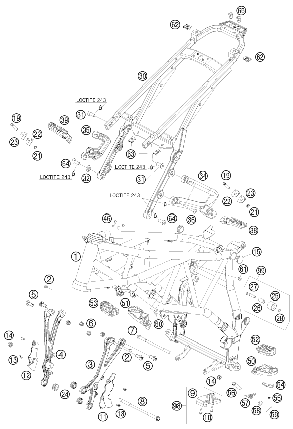 CADRE POUR 990 SUPERMOTO R 2010 (AU/GB)