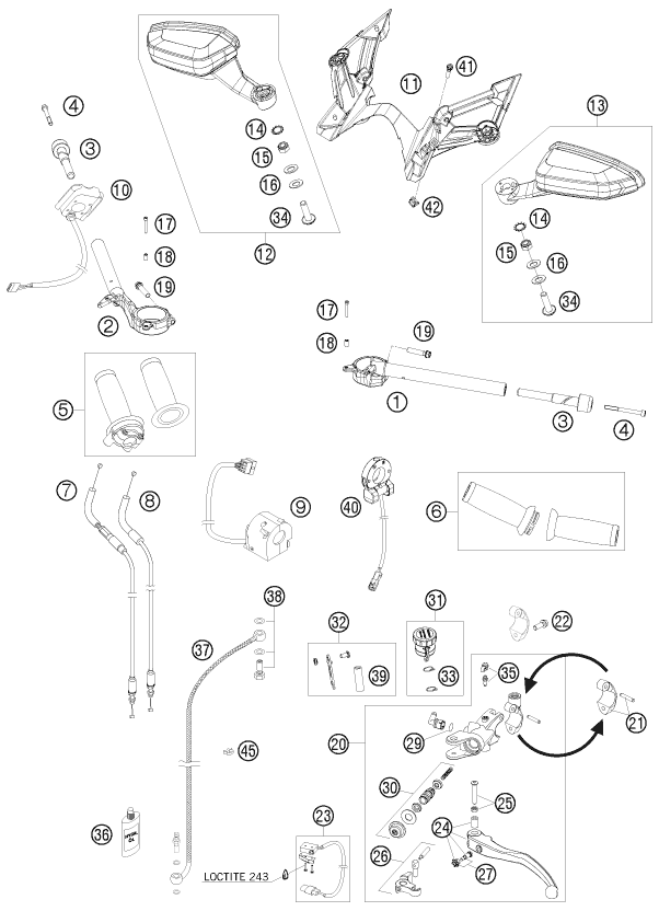 GUIDON ARMATURES POUR 1190 RC8 R 2010 FR