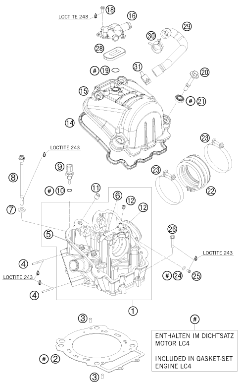 CULASSE POUR 690 ENDURO R 2010 AUGB