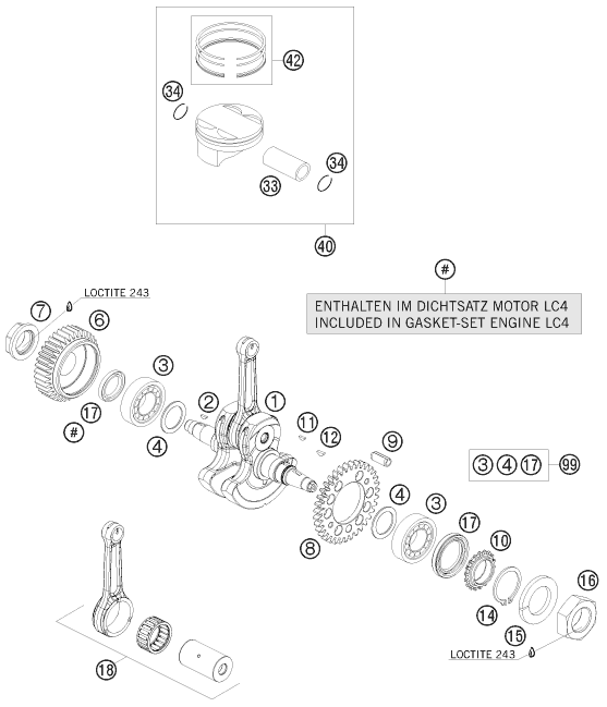 VILEBREQUIN PISTON POUR 690 DUKE R 2010 (AU/GB)