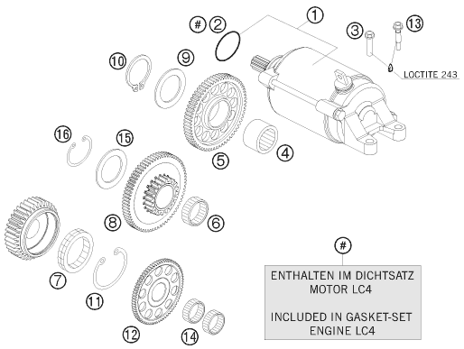 DEMARREUR ELECTRIQUE POUR 690 DUKE R 2010 AUGB