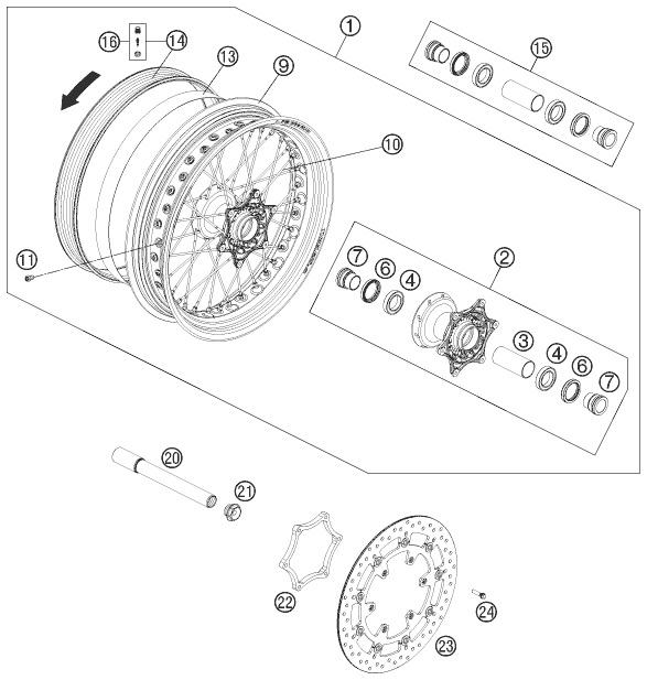 ROUE AVANT POUR 690 SMC 2010 (AU/GB)