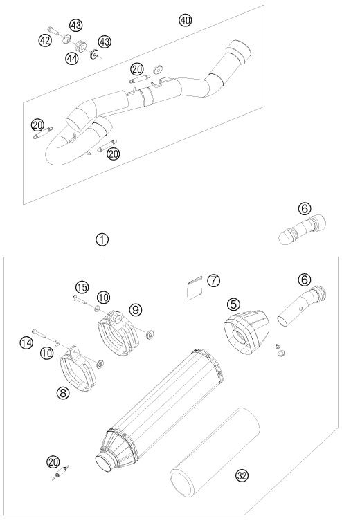 SYSTEME DECHAPPEMENT POUR 250 SX-F FACT.REPL.MUSQ. ED 10 (EU)