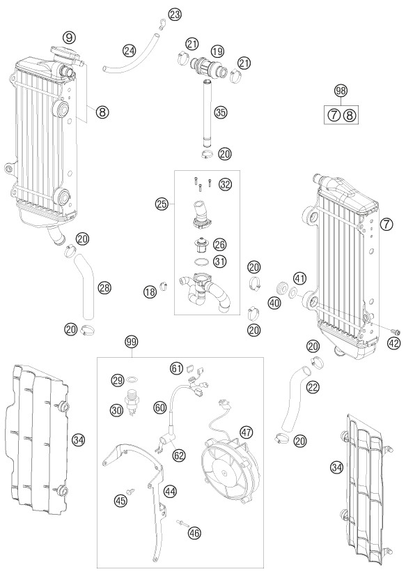SYSTEME DE REFROIDISSEMENT POUR 250 EXC F FACTORY EDIT 2011 EU