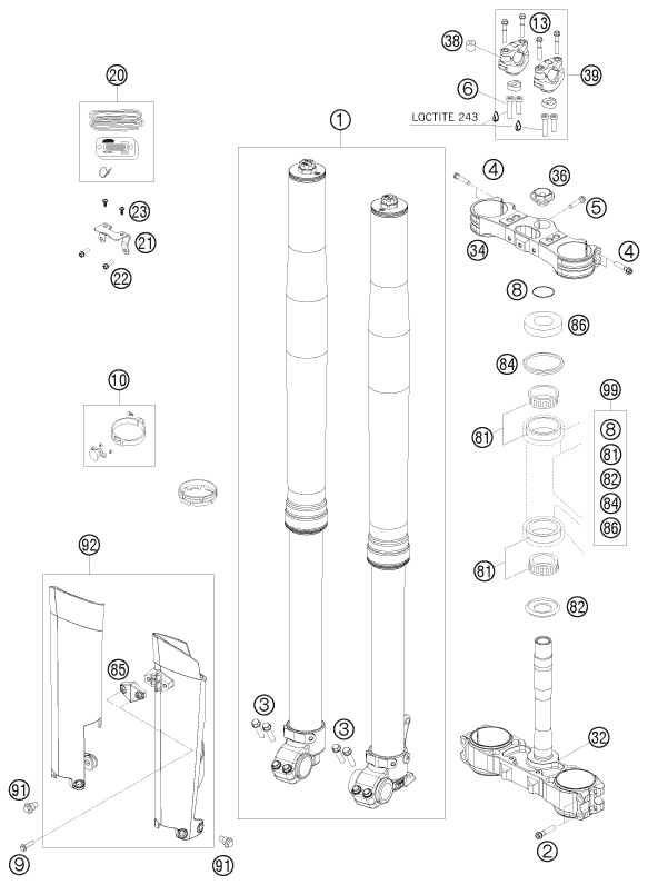 FOURCHE TELESCOPIQUE TE DE FOURCHE POUR 450 SX-F FACT.REPL.NAGL (EU)