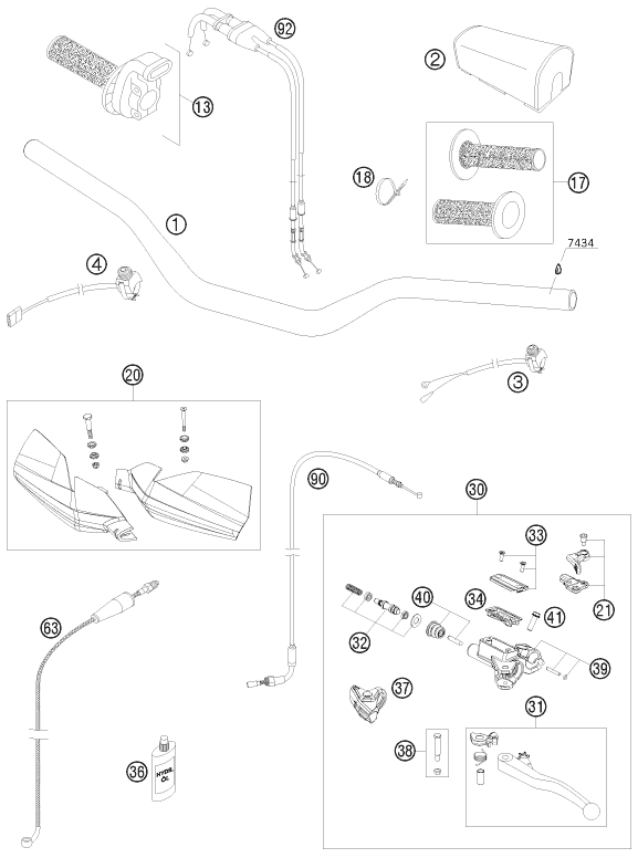 GUIDON ARMATURES POUR 450 SX-F 2010 (EU)