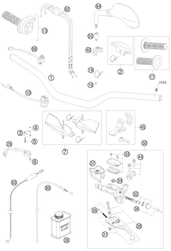 GUIDON ARMATURES POUR 250 EXC-F SIX DAYS 2010 (EU)