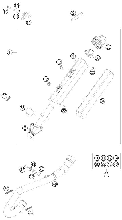 SYSTEME DECHAPPEMENT POUR 250 SX F 2010 EU