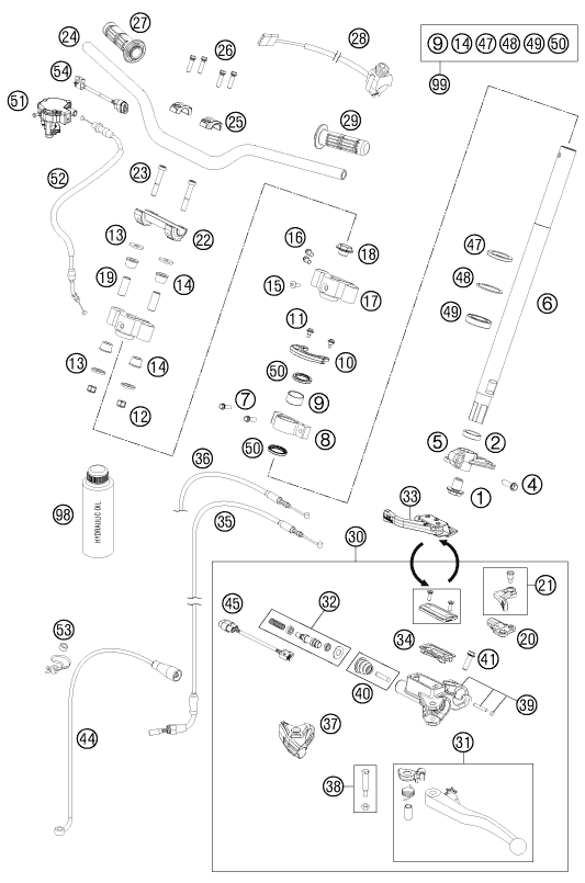 GUIDON ARMATURES POUR 450 XC ATV 2010