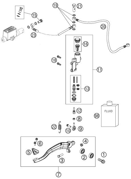 SYSTEME DE FREIN ARRIERE POUR 525 XC ATV 2010 EU