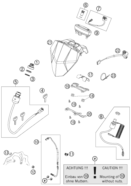 INSTRUMENTS  SYSTEME DE VERROUILLAGE POUR 525 XC ATV 2010 EU