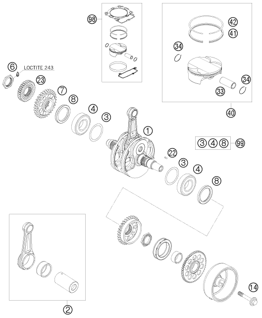 VILEBREQUIN PISTON POUR 450 SX ATV 2010 (EU)