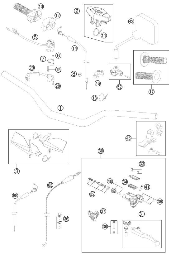 GUIDON ARMATURES POUR 125 EXC FACTORY EDIT 2011 EU